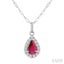 Pear Shape Gemstone & Halo Diamond Pendant