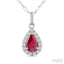 Pear Shape Gemstone & Halo Diamond Pendant