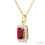 Emerald Shape Gemstone & Halo Diamond Pendant