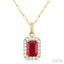 Emerald Shape Gemstone & Halo Diamond Pendant
