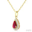 Pear Shape Gemstone & Halo Diamond Pendant