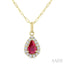 Pear Shape Gemstone & Halo Diamond Pendant