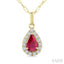 Pear Shape Gemstone & Halo Diamond Pendant