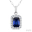 Emerald Shape Gemstone & Halo Diamond Pendant