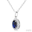 Oval Shape Gemstone & Halo Diamond Pendant