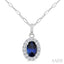 Oval Shape Gemstone & Halo Diamond Pendant