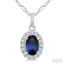 Oval Shape Gemstone & Halo Diamond Pendant