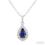 Pear Shape Gemstone & Halo Diamond Pendant