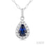Pear Shape Gemstone & Halo Diamond Pendant