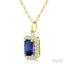 Emerald Shape Gemstone & Halo Diamond Pendant