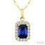 Emerald Shape Gemstone & Halo Diamond Pendant