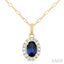 Oval Shape Gemstone & Halo Diamond Pendant