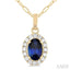 Oval Shape Gemstone & Halo Diamond Pendant