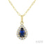 Pear Shape Gemstone & Halo Diamond Pendant