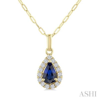 Pear Shape Gemstone & Halo Diamond Pendant