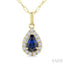 Pear Shape Gemstone & Halo Diamond Pendant