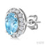 Oval Shape Gemstone & Halo Diamond Earrings