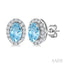 Oval Shape Gemstone & Halo Diamond Earrings