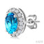Oval Shape Gemstone & Halo Diamond Earrings