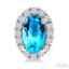 Oval Shape Gemstone & Halo Diamond Earrings