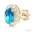 Oval Shape Gemstone & Halo Diamond Earrings