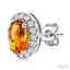 Oval Shape Gemstone & Halo Diamond Earrings