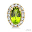 Oval Shape Gemstone & Halo Diamond Earrings
