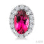Oval Shape Gemstone & Halo Diamond Earrings