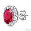 Oval Shape Gemstone & Halo Diamond Earrings