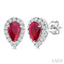 Pear Shape Gemstone & Halo Diamond Earrings