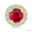 Round Shape Gemstone & Halo Diamond Earrings