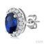 Oval Shape Gemstone & Halo Diamond Earrings