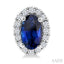 Oval Shape Gemstone & Halo Diamond Earrings