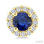 Round Shape Gemstone & Halo Diamond Earrings