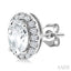 Oval Shape Gemstone & Halo Diamond Earrings