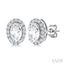 Oval Shape Gemstone & Halo Diamond Earrings