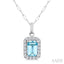 Emerald Shape Gemstone & Halo Diamond Pendant