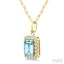 Emerald Shape Gemstone & Halo Diamond Pendant