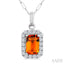 Emerald Shape Gemstone & Halo Diamond Pendant