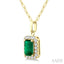 Emerald Shape Gemstone & Halo Diamond Pendant