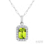 Emerald Shape Gemstone & Halo Diamond Pendant