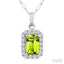 Emerald Shape Gemstone & Halo Diamond Pendant