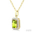 Emerald Shape Gemstone & Halo Diamond Pendant