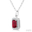 Emerald Shape Gemstone & Halo Diamond Pendant