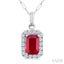 Emerald Shape Gemstone & Halo Diamond Pendant