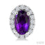 Oval Shape Gemstone & Halo Diamond Earrings