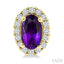 Oval Shape Gemstone & Halo Diamond Earrings