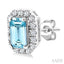 Emerald Shape Gemstone & Halo Diamond Earrings