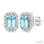 Emerald Shape Gemstone & Halo Diamond Earrings