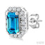 Emerald Shape Gemstone & Halo Diamond Earrings